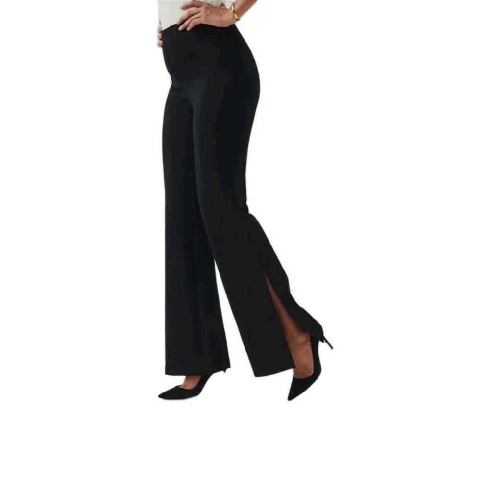 SPANX 20543Q Perfect Double Slit Flare in Black Knit Ponte Pants XL Petite